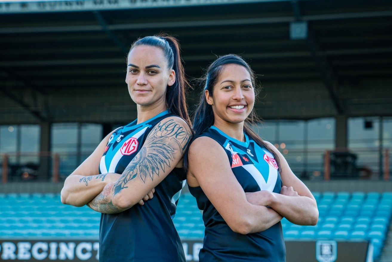 Port Adelaide's Gemma Houghton (left) has had ankle surgery and will miss at least six weeks. Photo supplied