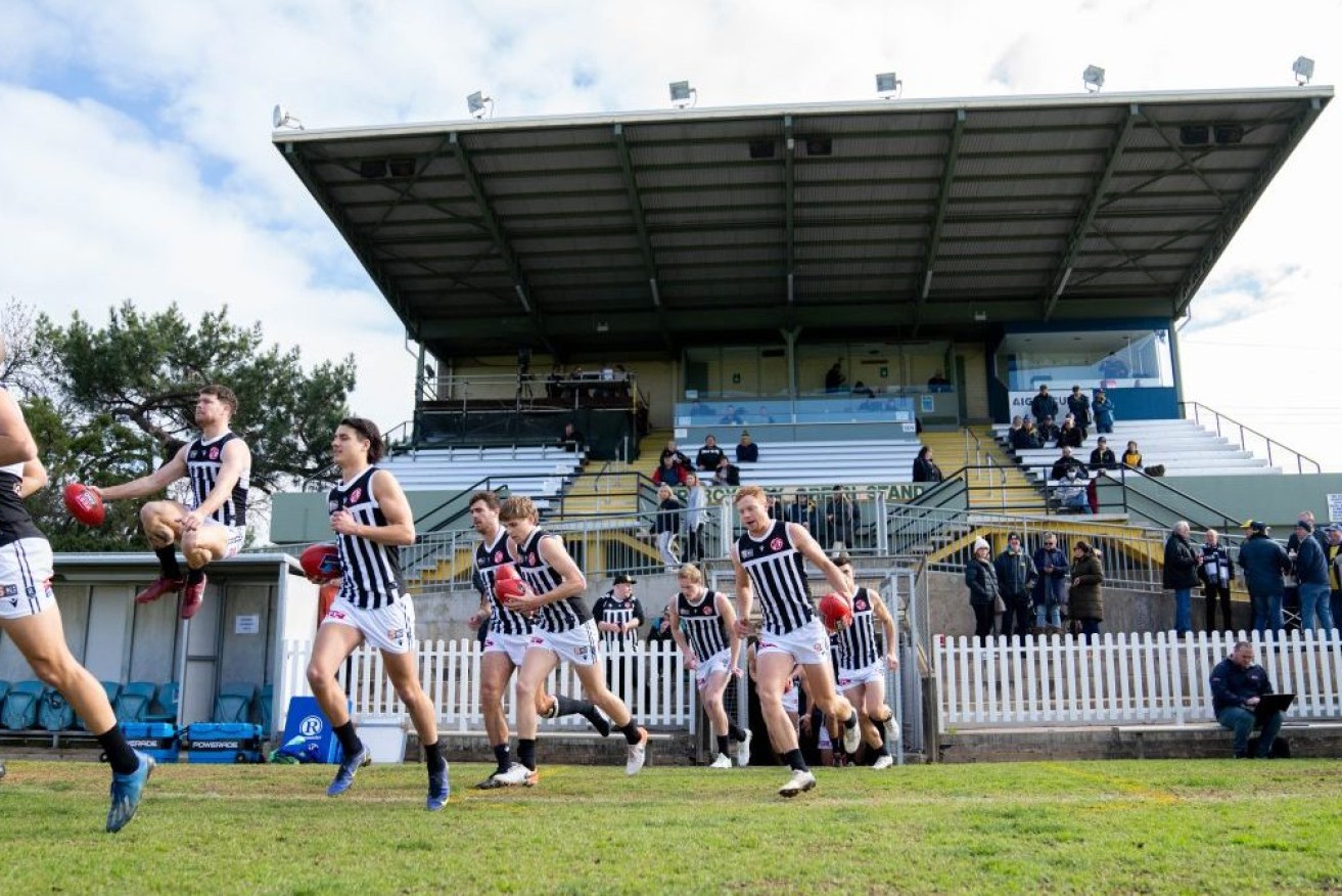 Port Adelaide Magpies at Woodville Oval. Photo: Michael Sullivan