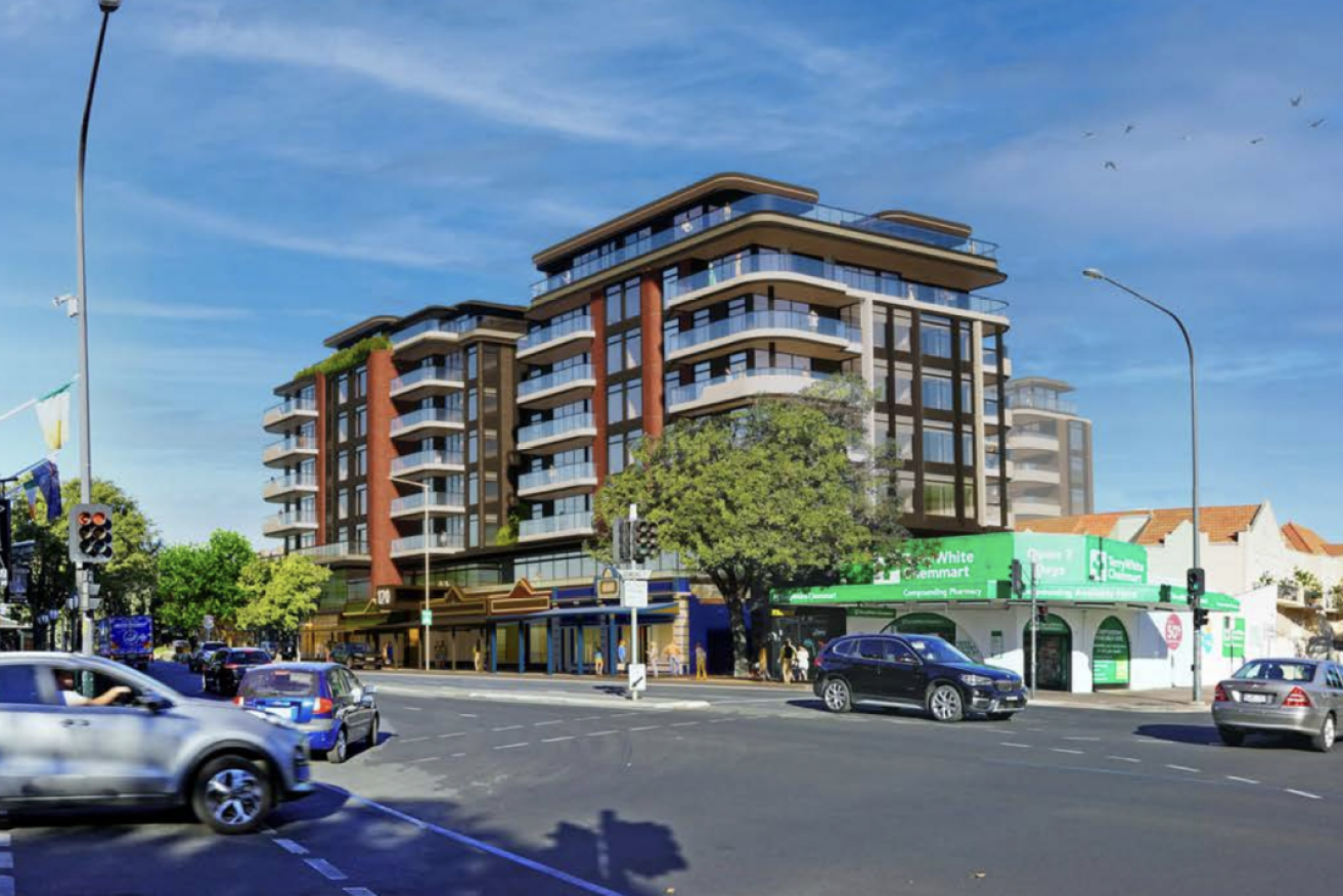Revised designs lodged by Australasian Property Developments for an eight-storey apartment block on The Parade. Image: Cheesman Architects/Australasian Property Developments