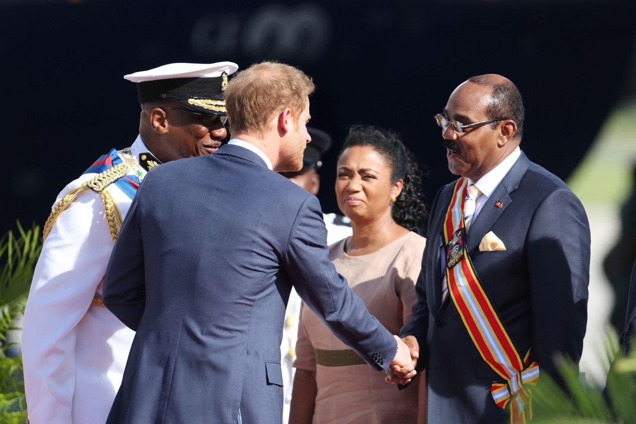 Prince Harry (left) meets Prime Minister of Antigua Gaston Browne in 2016.  Photo: Chris Radburn/PA Wire