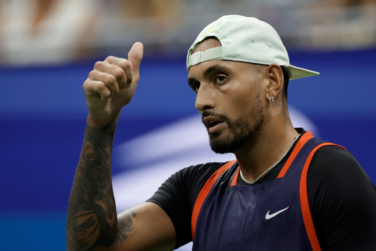 Nick Kyrgios defeated Russia's Daniil Medvedev at the US Open tennis championships. Photo: AP/Adam Hunger