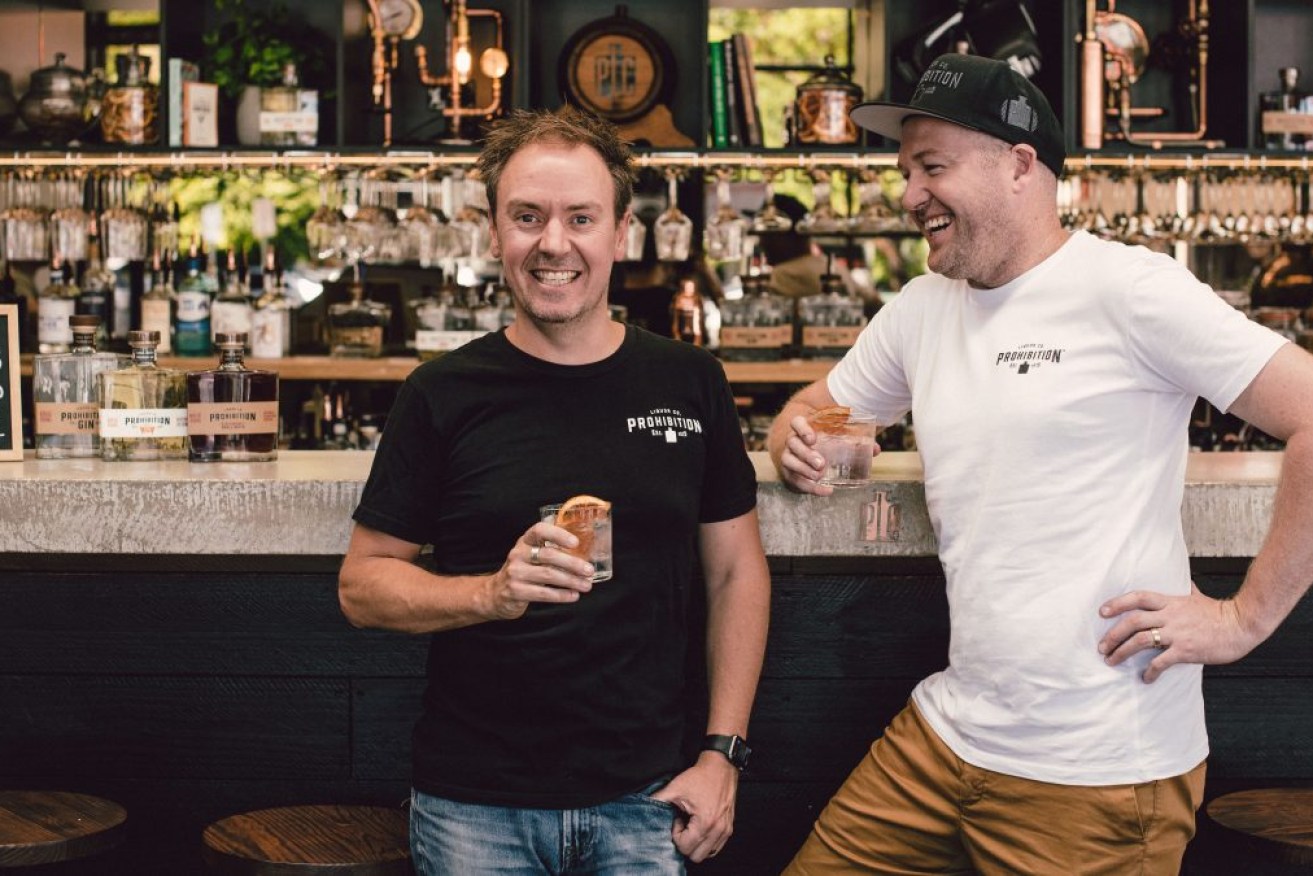 Adam Carpenter and Wes Heddles are opening a Prohibition Liquor Co bar in McLaren Vale. Pic: supplied