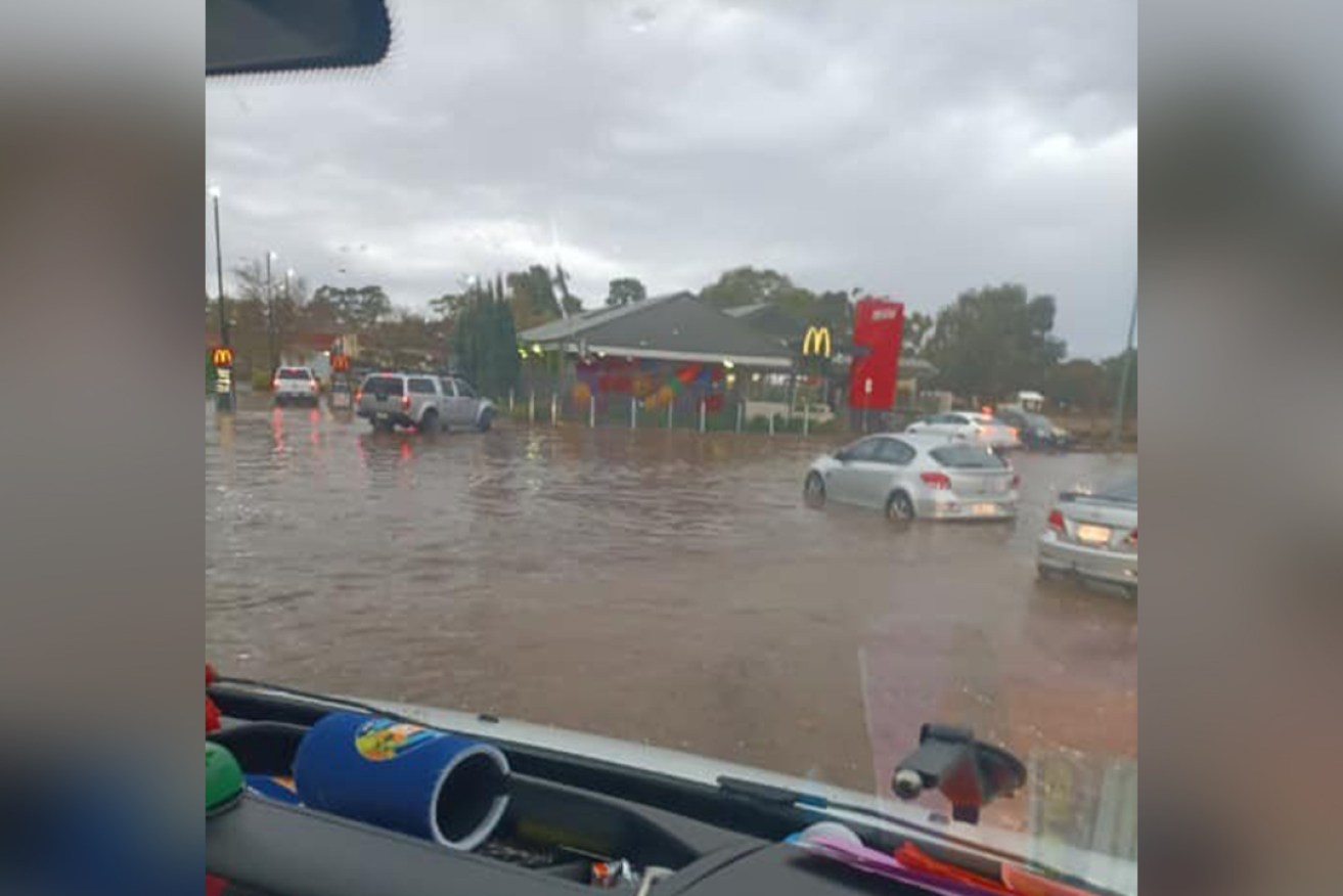 Flooded streets in Port Augusta after a recent downpour. Photo: Manny Reynolds/Facebook