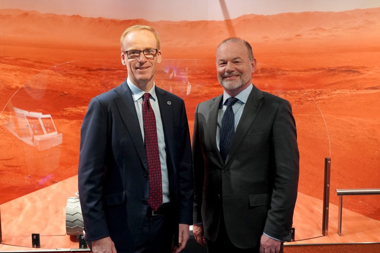 Airbus Defence and Space UK managing director Richard Franklin and Defence SA CEO Richard Price. Photo: supplied