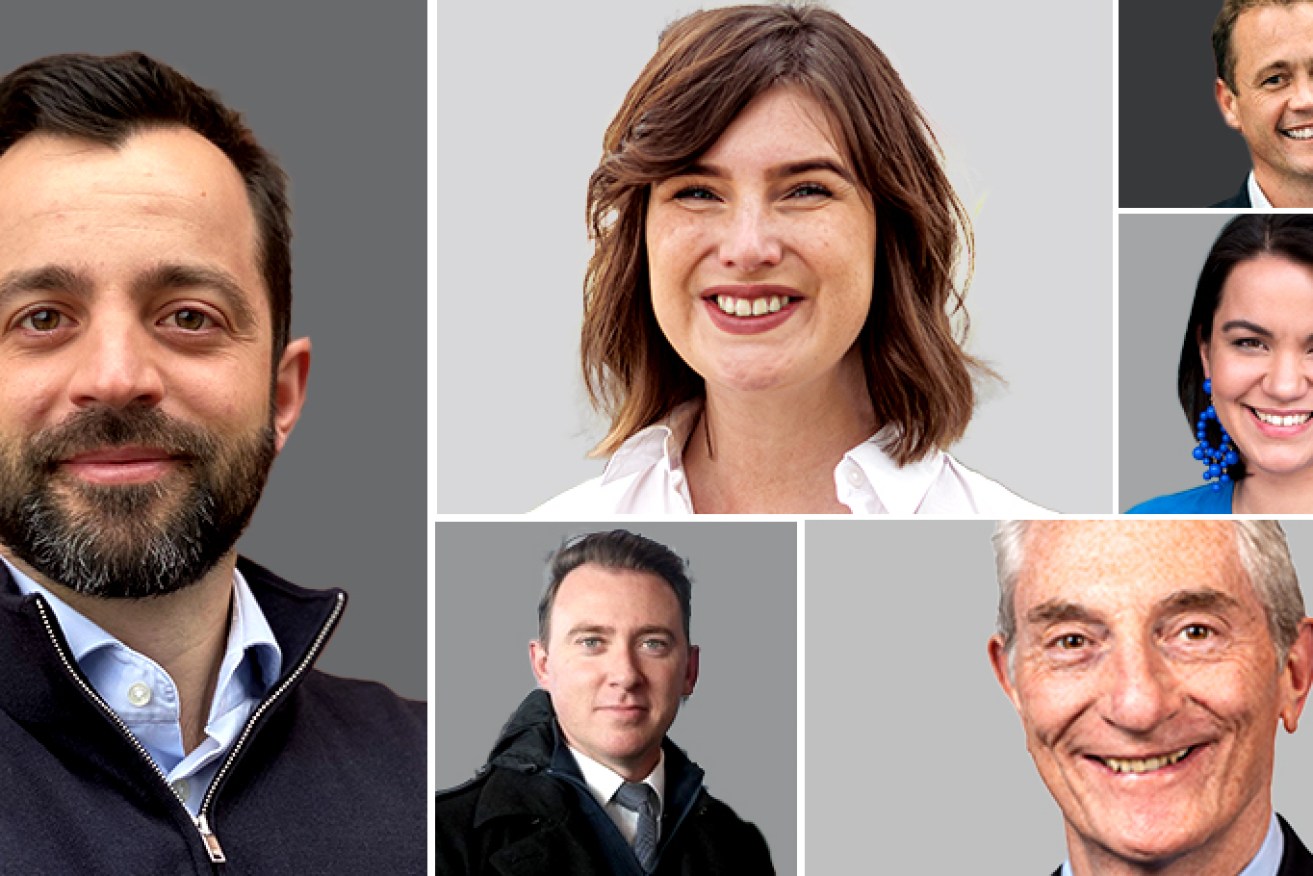 Matt Mitolo (left), Daniel Gannon (centre bottom), Chelsey Potter (centre top), Ryan Millar (top right), Justyna Jochym (centre right) and Lester Wynne-Jones (bottom right) have all been appointed to new positions. Image: Tom Aldahn/InDaily