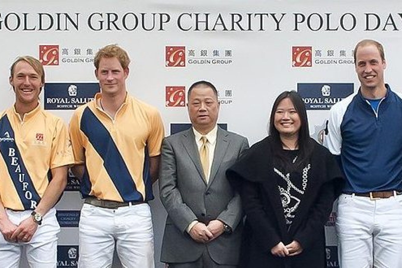 Pan Suton, centre, at a Goldin Group Charity Day with Prince William and Prince Harry. Picture: Wikimedia.com