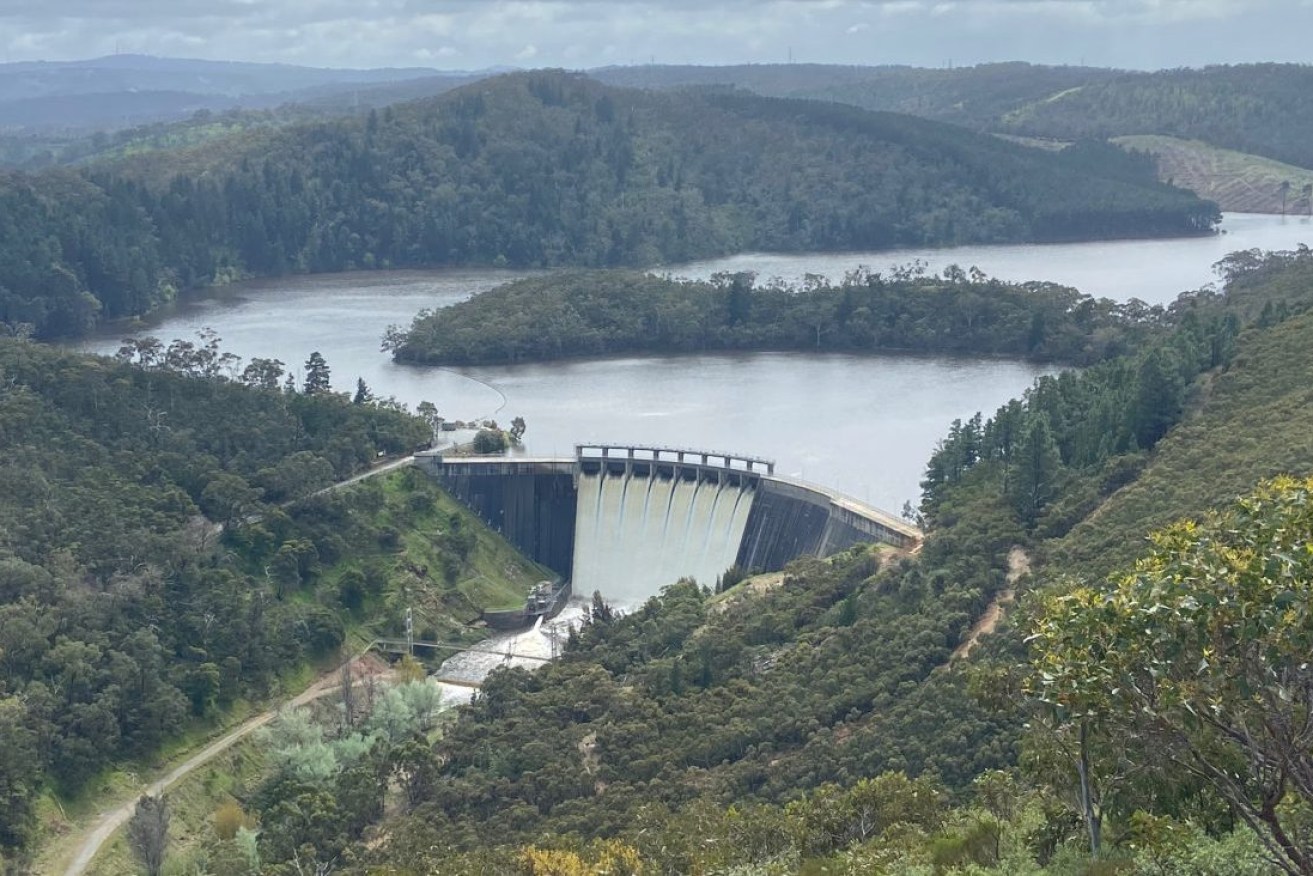 Water flows from Mount Bold Reservoir. Photo: supplied/SA Water