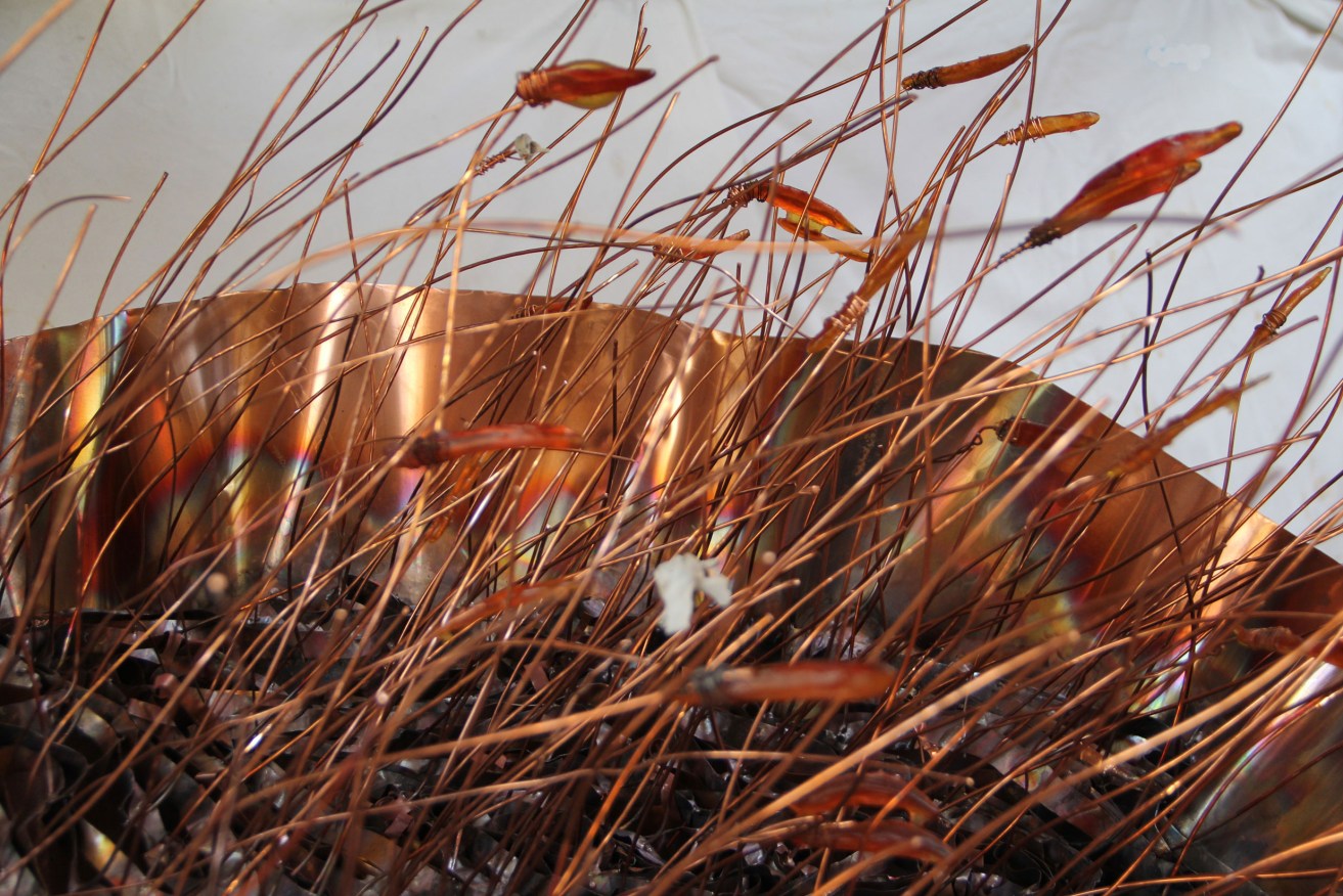 Deborah Sleeman's 'Firestorm in the Mallee' uses braised copper to summon the spirit of fire.