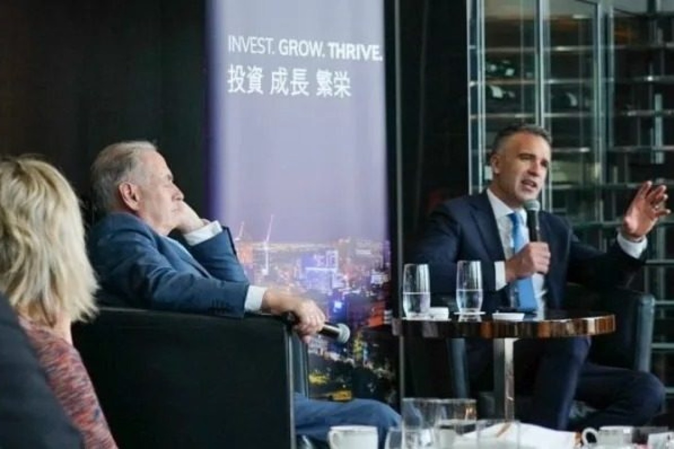 Premier Malinauskas speaks during his trade trip to Japan. Pic: supplied