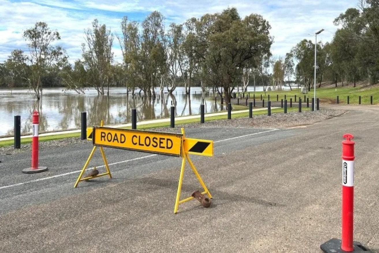 High water on the River Murray has seen road closures across the Riverland. Photo: David Beaton