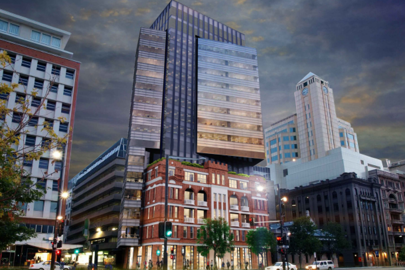 Plans for an office tower behind the Gawler Chambers have been in a holding pattern since 2012. Image: ADC/Matthews Architects