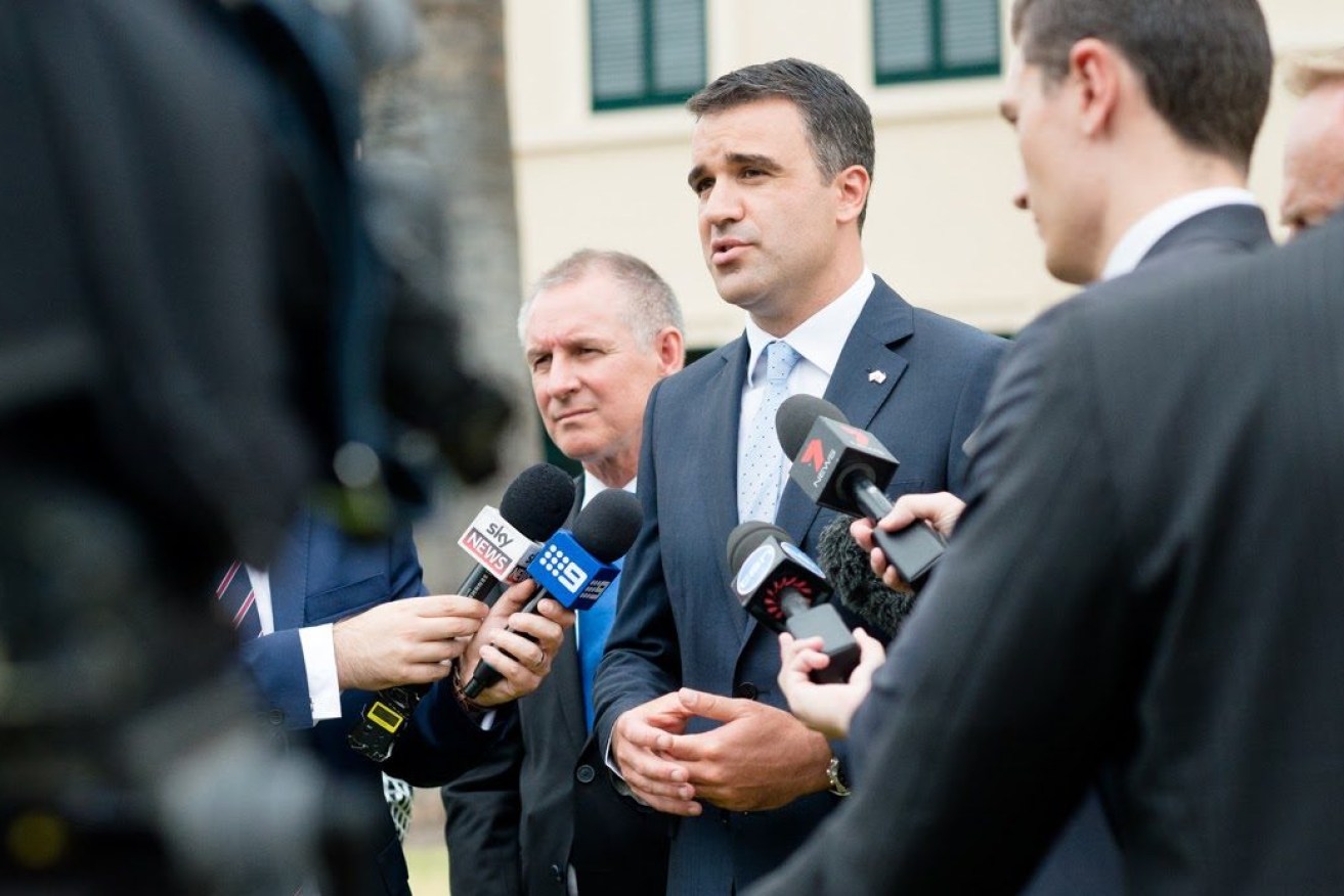 Peter Malinauskas in 2016 with then Premier Jay Weatherill. Photo: Tony Lewis/InDaily