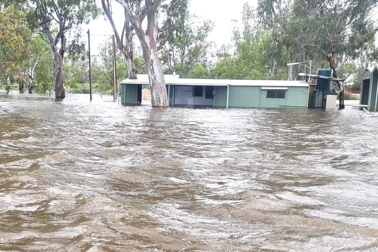 River Murray water is flooding buildings at Swan Reach. Photo: Graham Nuske/Facebook