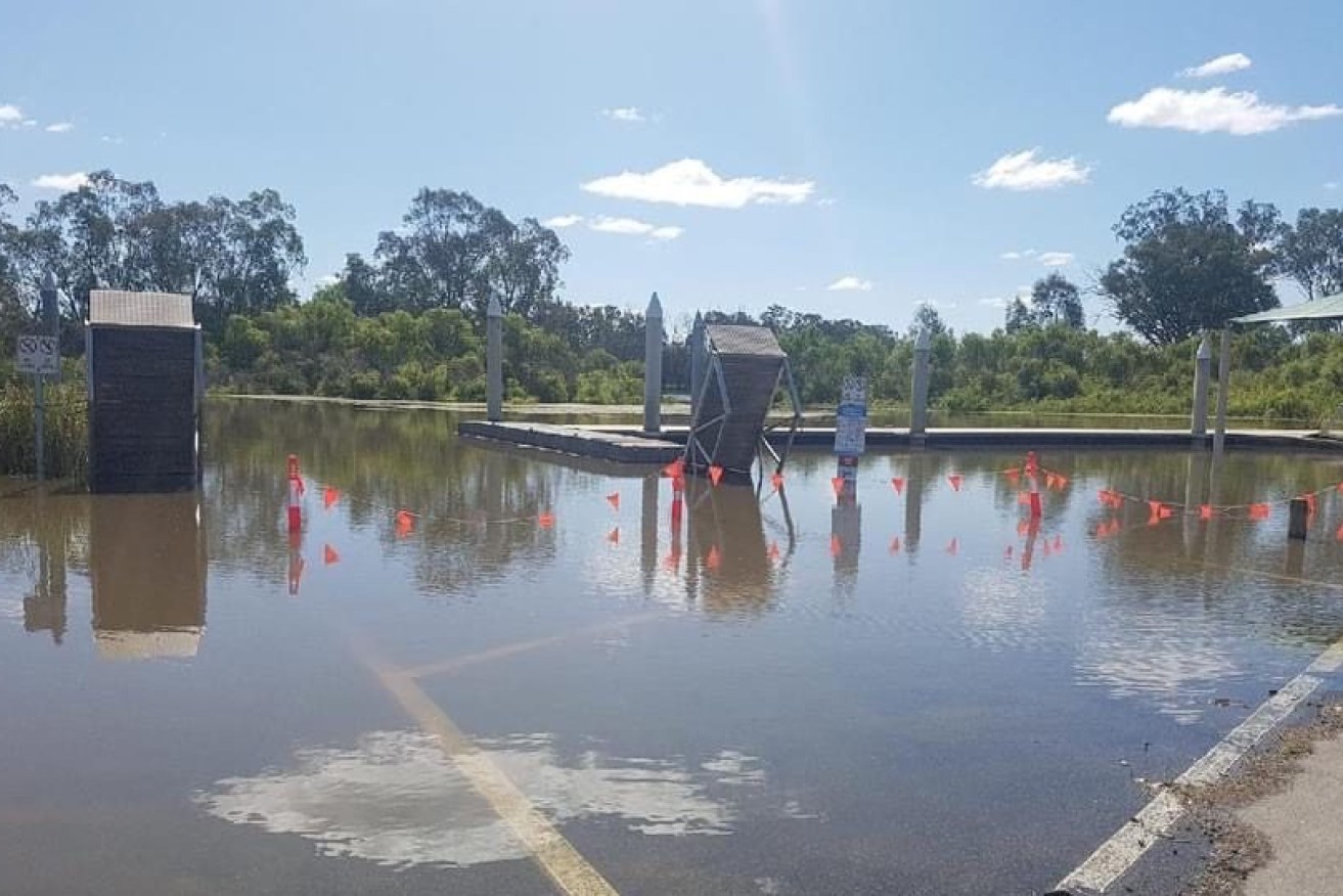 River Murray water covers a boat ramp at Cobdogla in the Riverland. Photo: Berri Barmera Council
