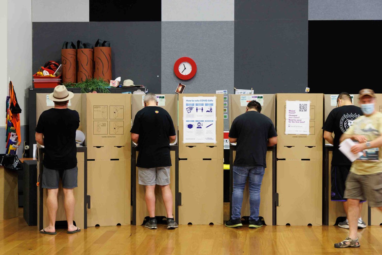Voters at the March 2022 state election. Photo: Tony Lewis/InDaily