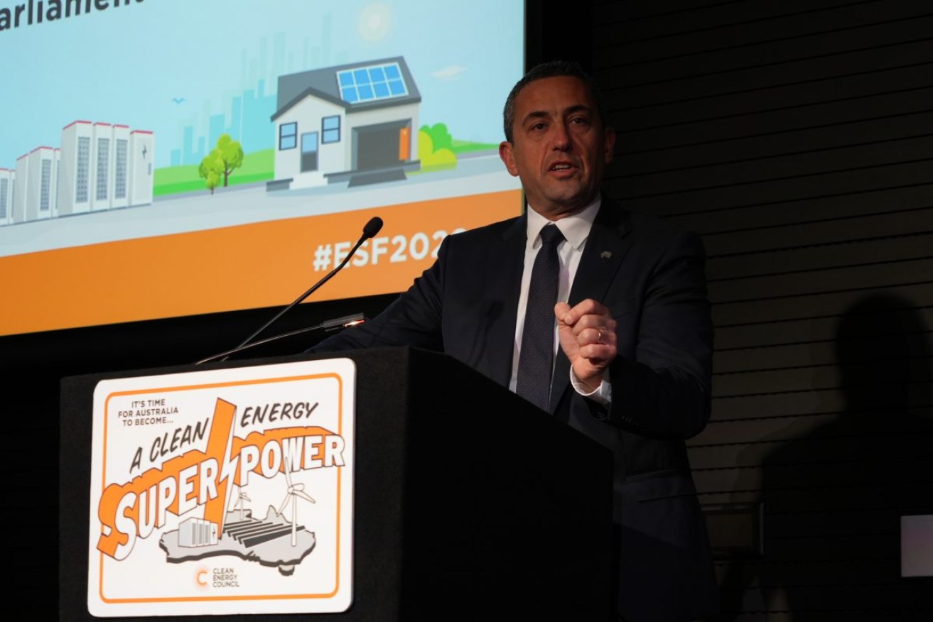 Energy and Infrastructure Minister Tom Koutsantonis speaks at the Energy Storage Forum in September. Photo: AAP/Clean Energy Council