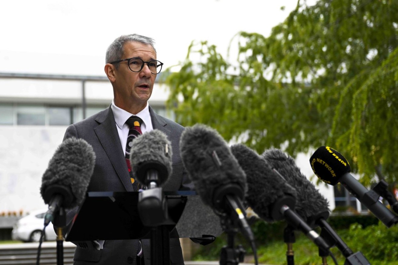 ACT director of public prosecutions Shane Drumgold announced his resignation after the report of an inquiry into the prosecution of Bruce Lehrmann. The ACT Govt is now considering an inquiry into that report's leaking. Photo: AAP/Lukas Coch