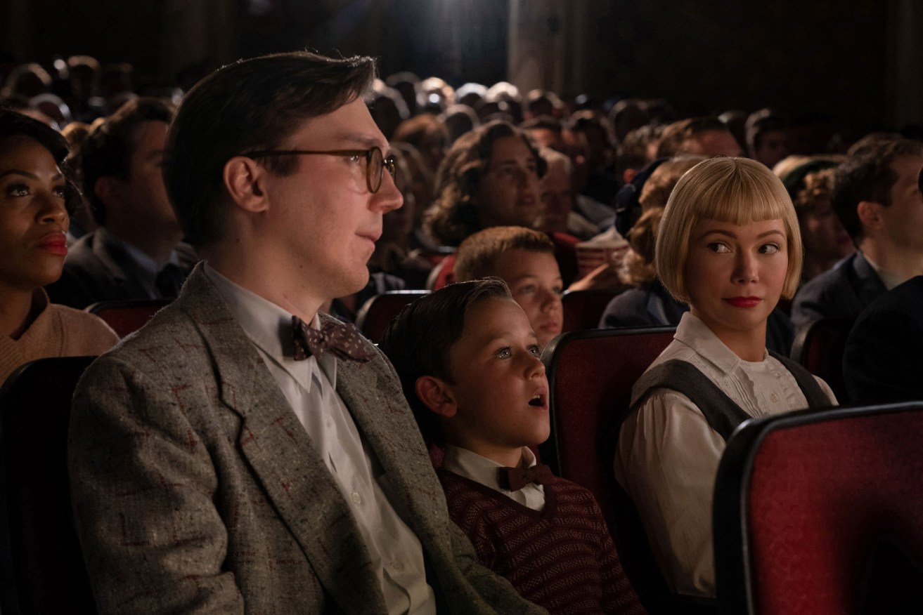 Paul Dano, Mateo Zoryon, Francis DeFord and Michelle Williams in 'The Fabelmans'. Photo: Studio Canal