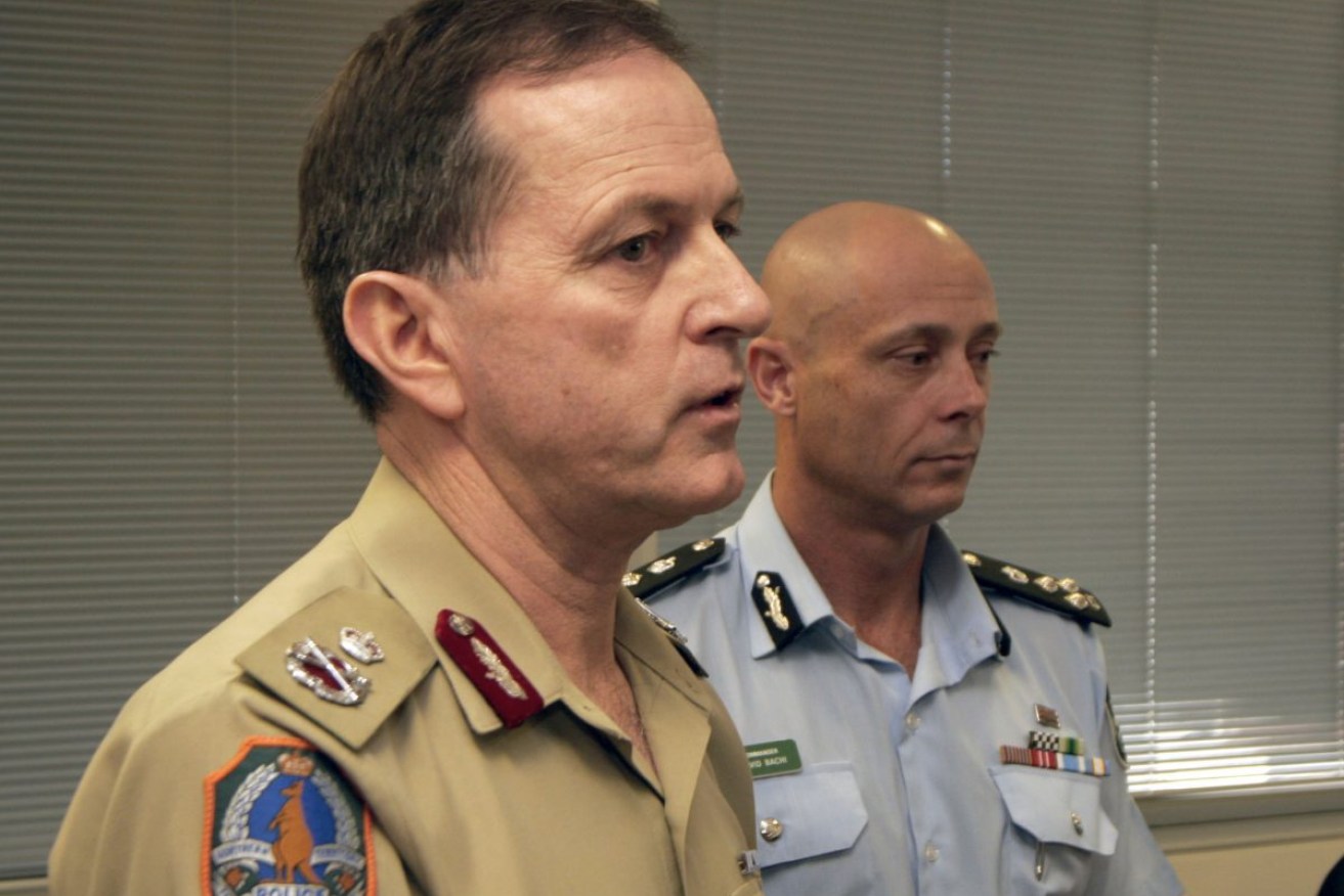Paul White (left), while working as Northern Territory Police Commissioner, who was killed in a cycling crash at Glen Osmond on Sunday morning. Photo: AAP/Terry Trewin