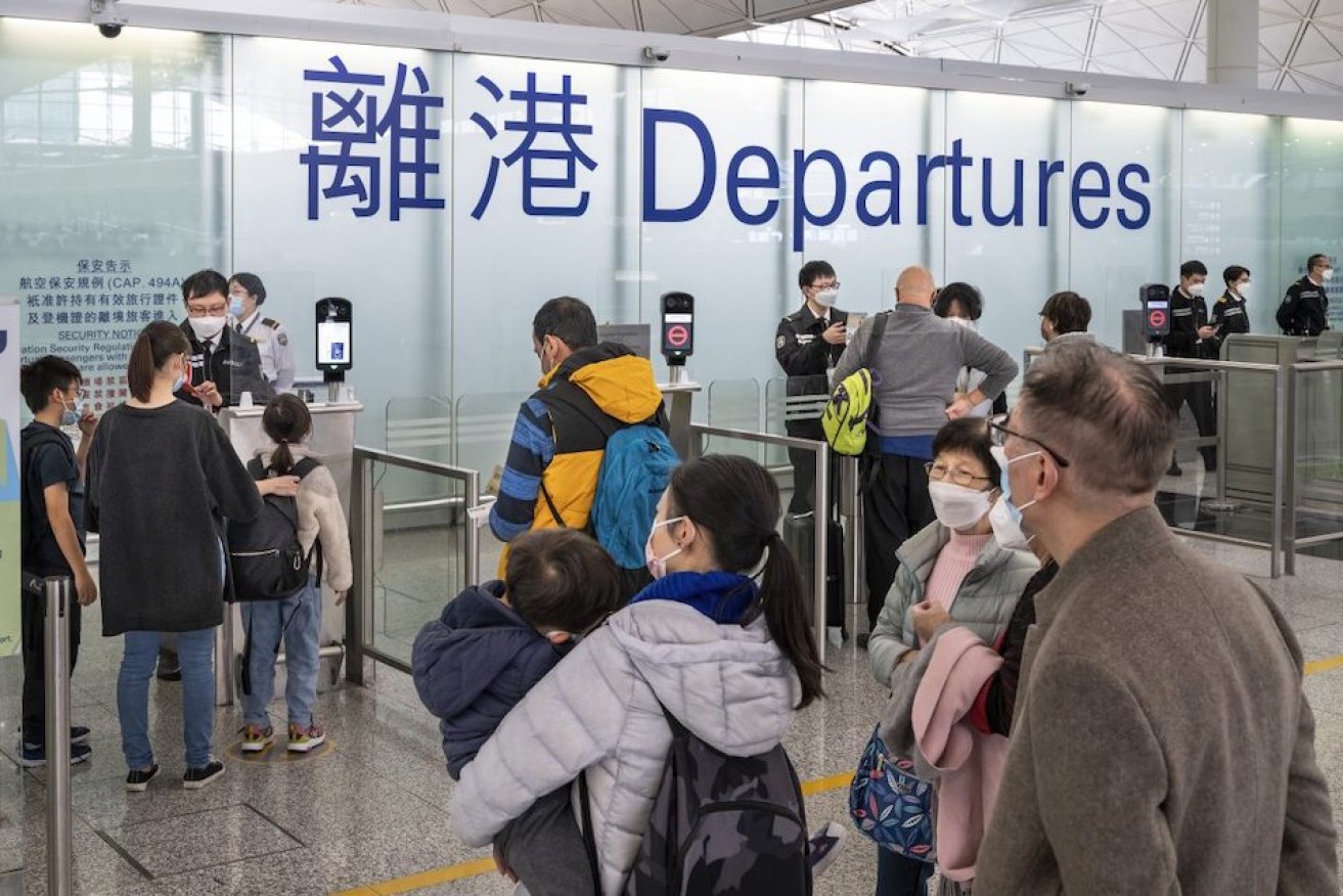 Hong Kong International Airport has been swamped with travellers returning to mainland China. Photo: Miguel Candela/SOPA Images/Sipa USA