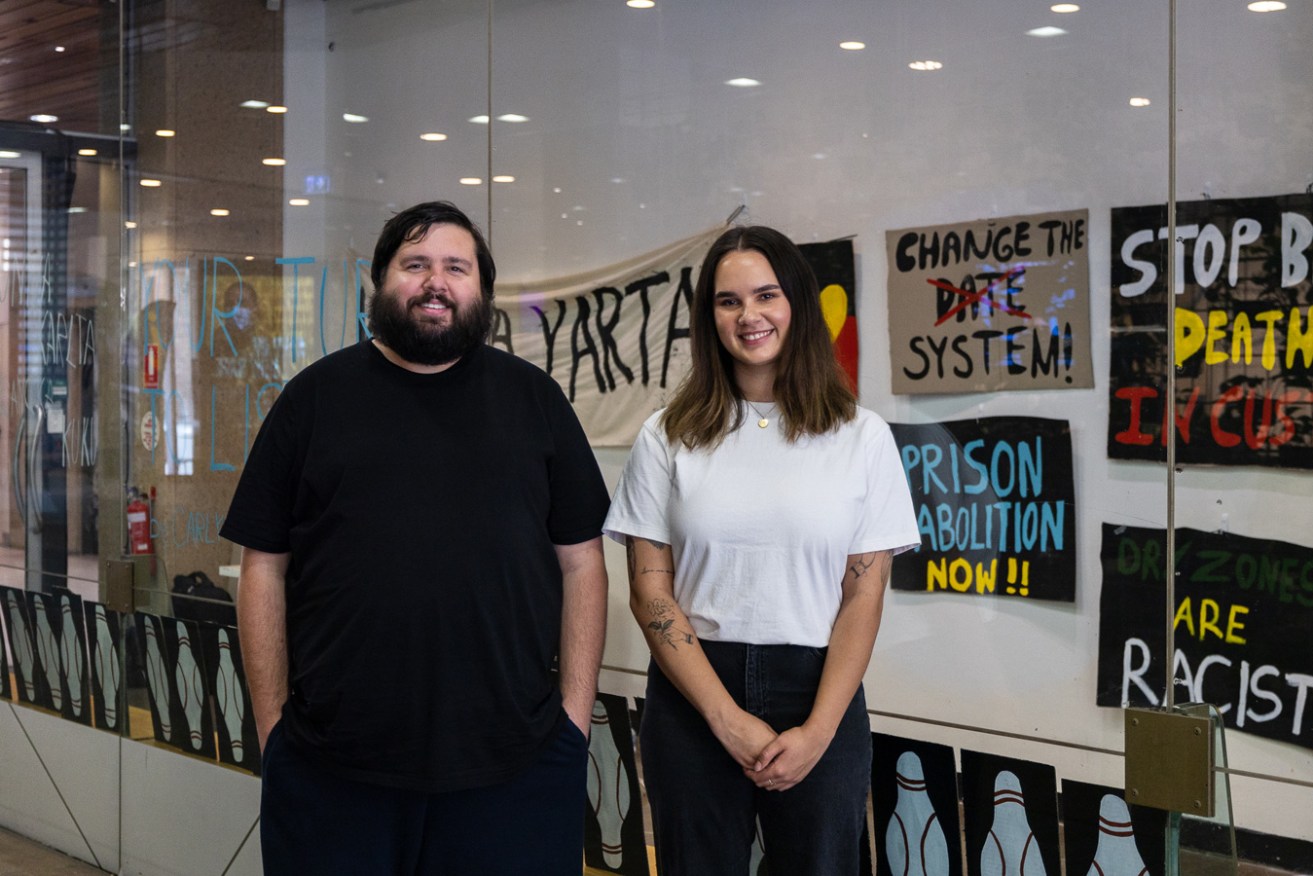 Dominic Guerrera and Carly Tarkari Dodd are undertaking a four-month residency at the City of Adelaide's ArtPOD in Pirie Street. Photo: Sia Duff