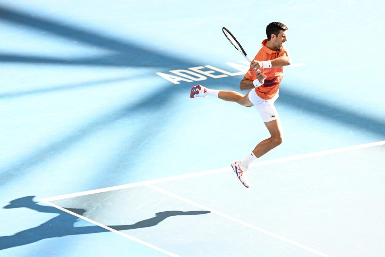 Novak Djokovic in action at Memorial Drive. Photo: Michael Errey