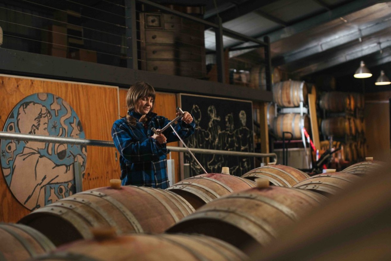 Charlotte Hardy in her winery. Photo: Mike Smith