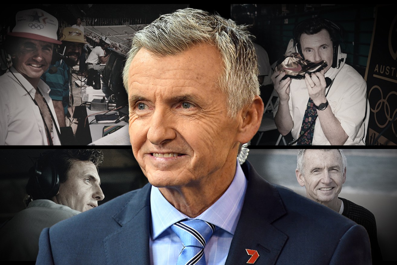 Bruce McAvaney's achievements across a nearly 50 year career will recognised in the SA Sport Hall of Fame. Image: Tom Aldahn/InDaily. Central photo: Julian Smith/AAP