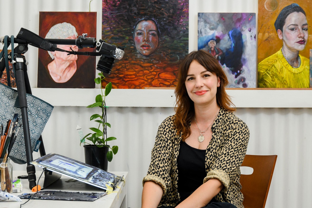 Kate Kurucz is surrounded by artwork both old and new in her workspace at Stepney’s Central Studios. Photo: Jack Fenby / InReview