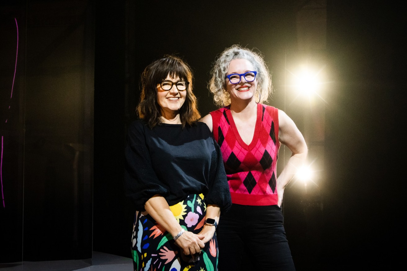 Friends and colleagues Rosemary Myers and Clare Watson at the Queen's Theatre, where Windmill's production of 'Hans and Gret' will be presented during the Adelaide Festival. Photo: Jack Fenby / InReview