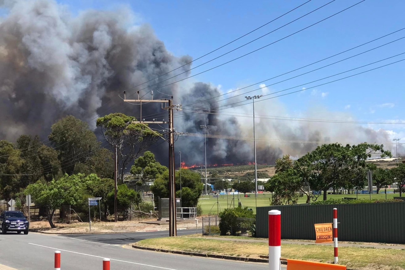 The fire threatened Port Lincoln on Thursday afternoon. Photo: Robbie Chester/Facebook
