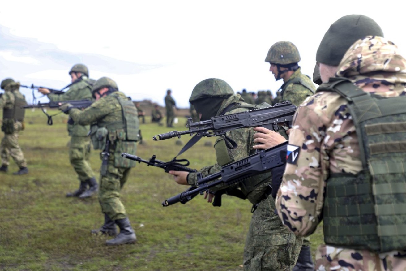 Russian recruits in eastern Ukraine's Donetsk region. Photo: AP
