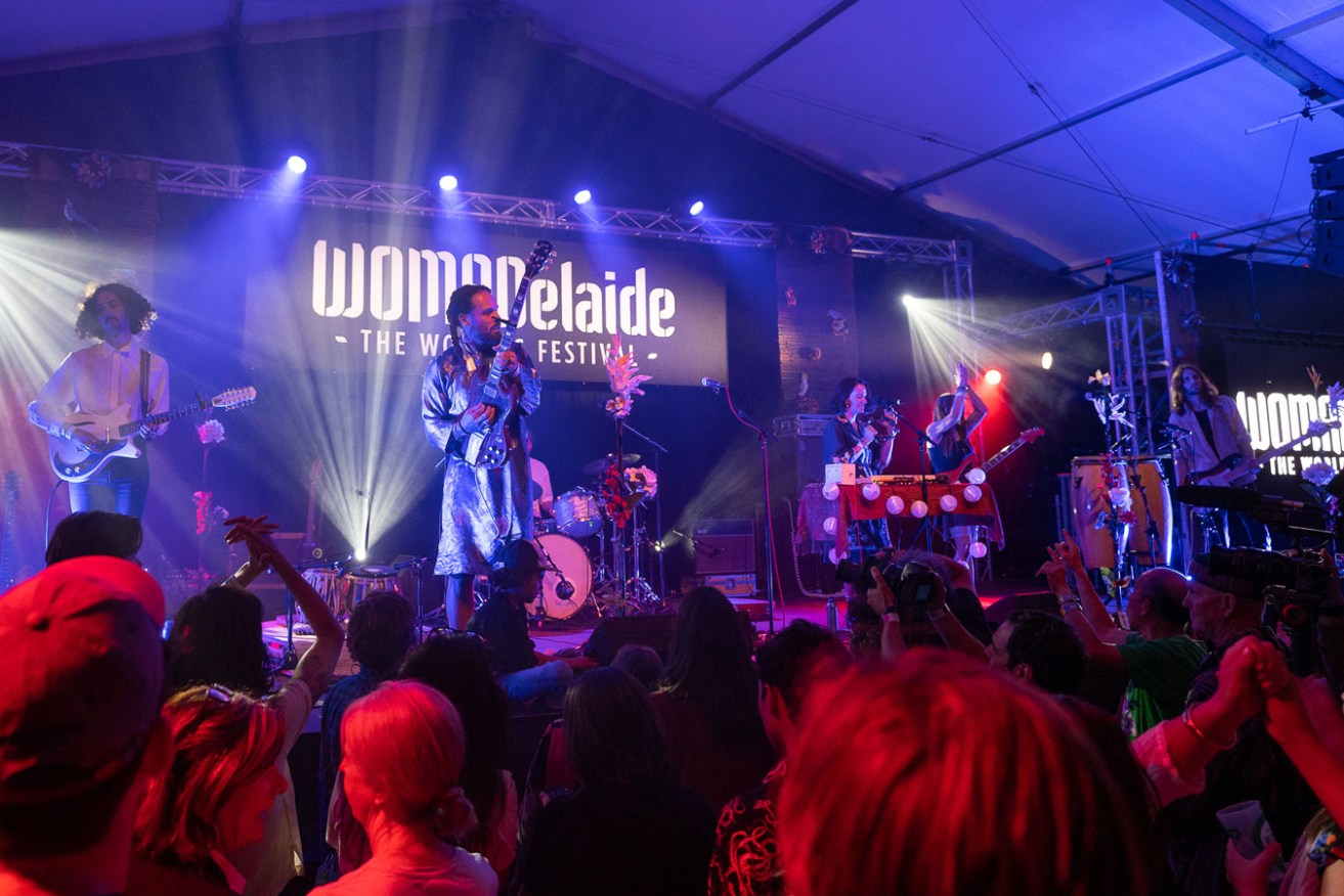 Psychedelic rock group Sons Of Zöku performed at the Frome Road Pavilion on Sunday at WOMADelaide. Photo: Michael Selge