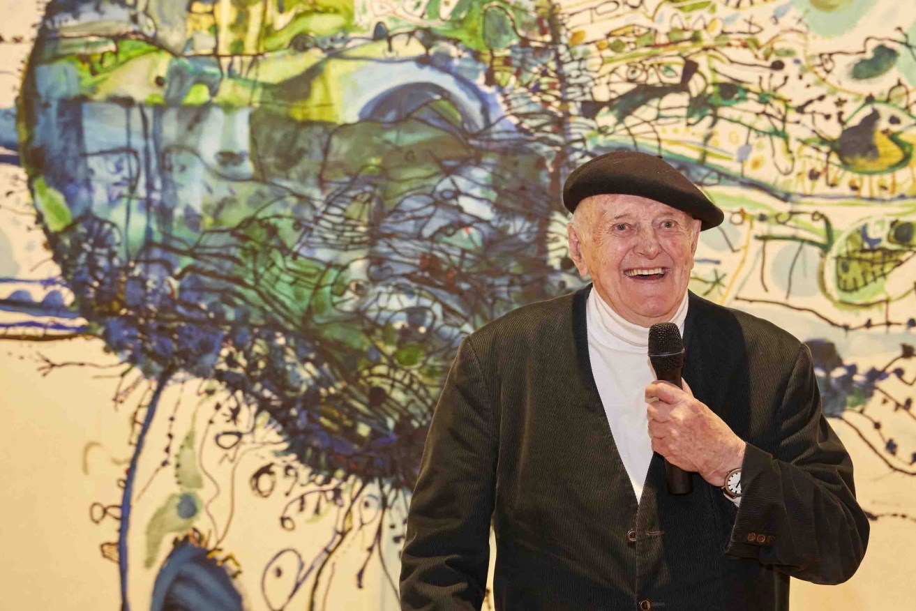 John Olsen at the Art Gallery of NSW in Sydney in 2017. Photo: AAP/AGNSW, Mim Stirling