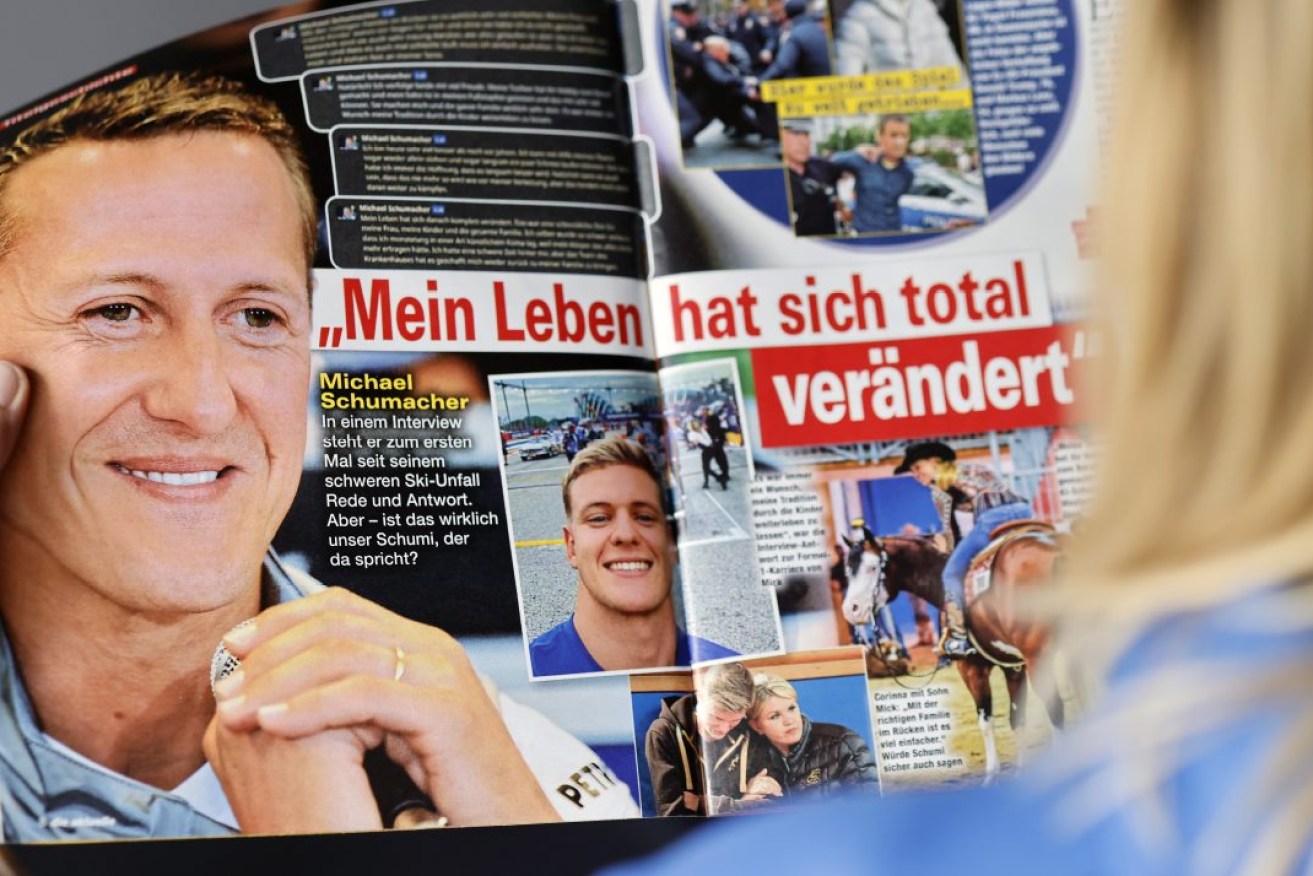 German magazine Die Aktuelle ran an AI-generated "interview" with former F1 driver Michael Schumacher who received a brain injury in 2013. Photo: EPA/Hannibal Hanschke