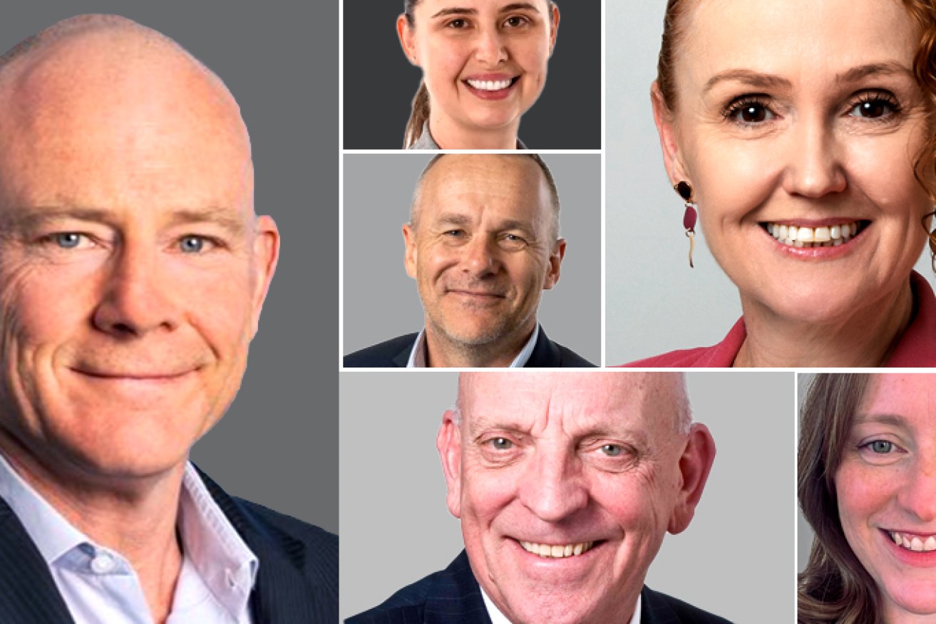 Marcus Wallman (left), Shannon Sims (centre, top), Jason Downs (centre), Dennis Mutton (centre, bottom), Elissa Graves (right, top) and Catherine Turnadge (right, bottom) have all been appointed to new positions.