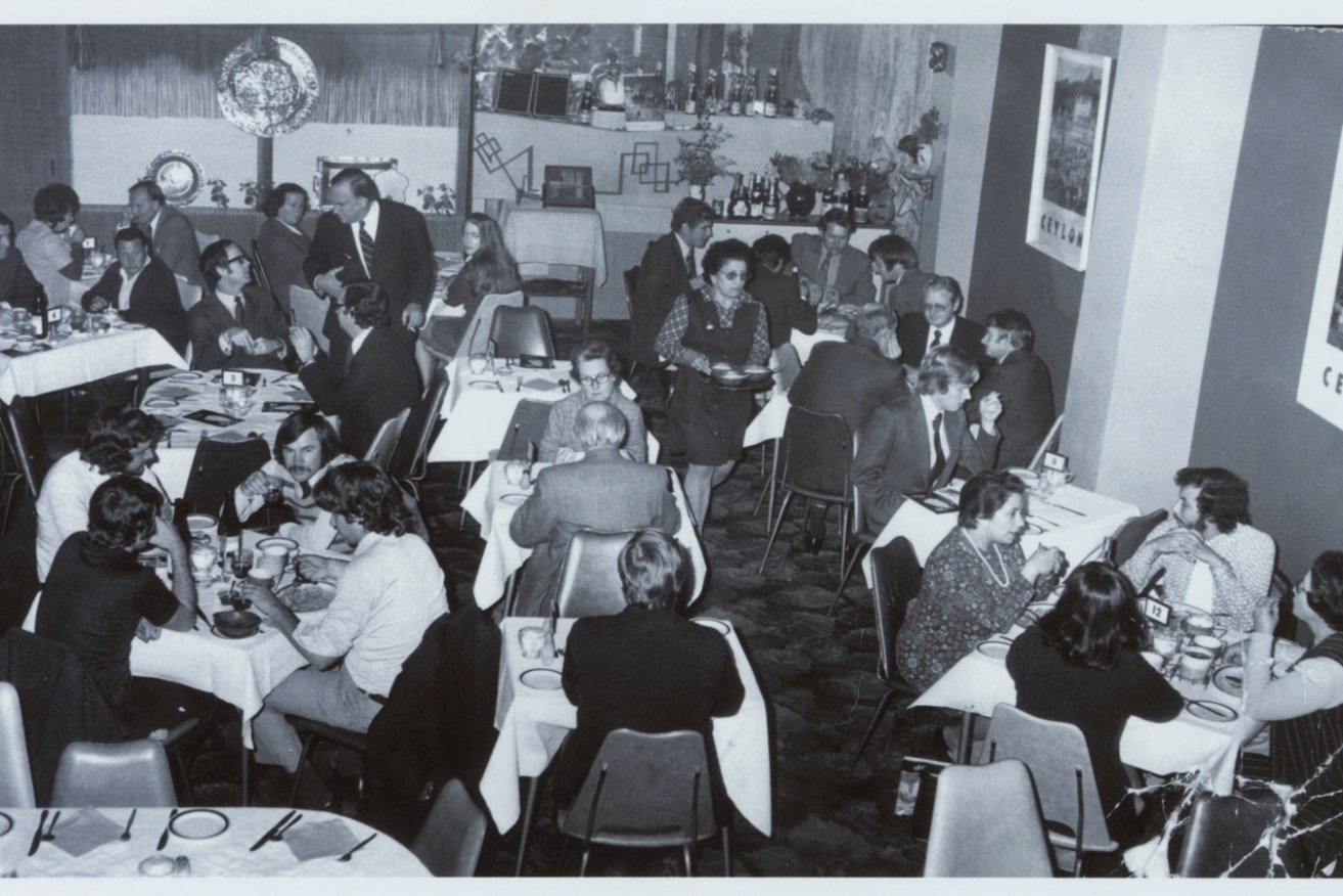 This image of diners at Ceylon Hut restaurant in Bank Street is on display in the State Library's 'Sweet and Savoury' exhibition. Photo: SLSA