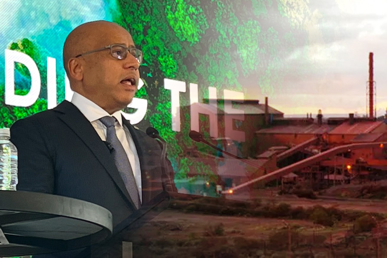 Sanjeev Gupta announcing the Whyalla Steelworks plan on Tuesday. Photo supplied: State Govt. 