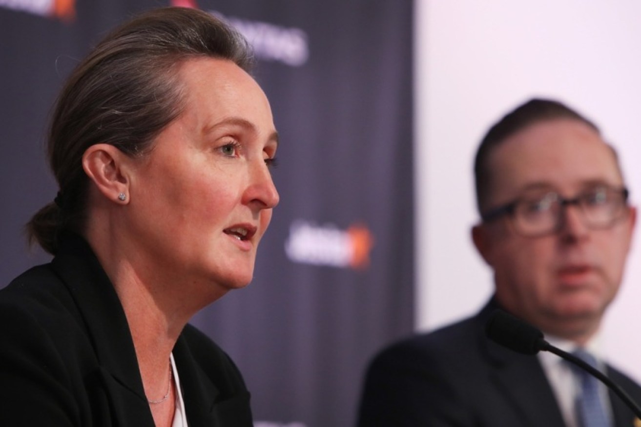 Qantas boss Alan Joyce (right) will be replaced by Vanessa Hudson (left) in November. Photo: AAP