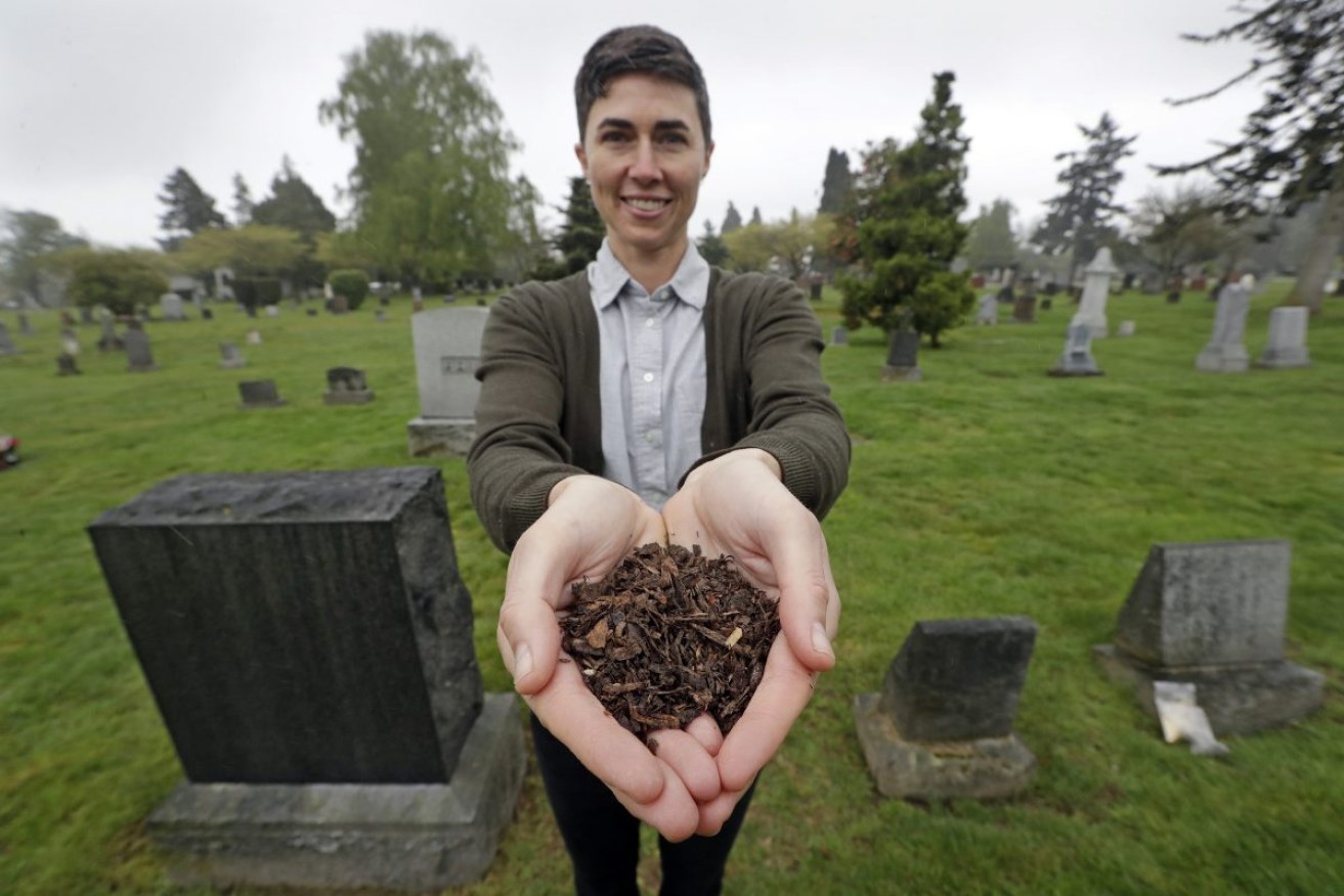 Decomposed material in Seattle, USA. Washington was the first US state to approve 'human composting' as an alternative to burial or cremation. Photo: AP/Elaine Thompson