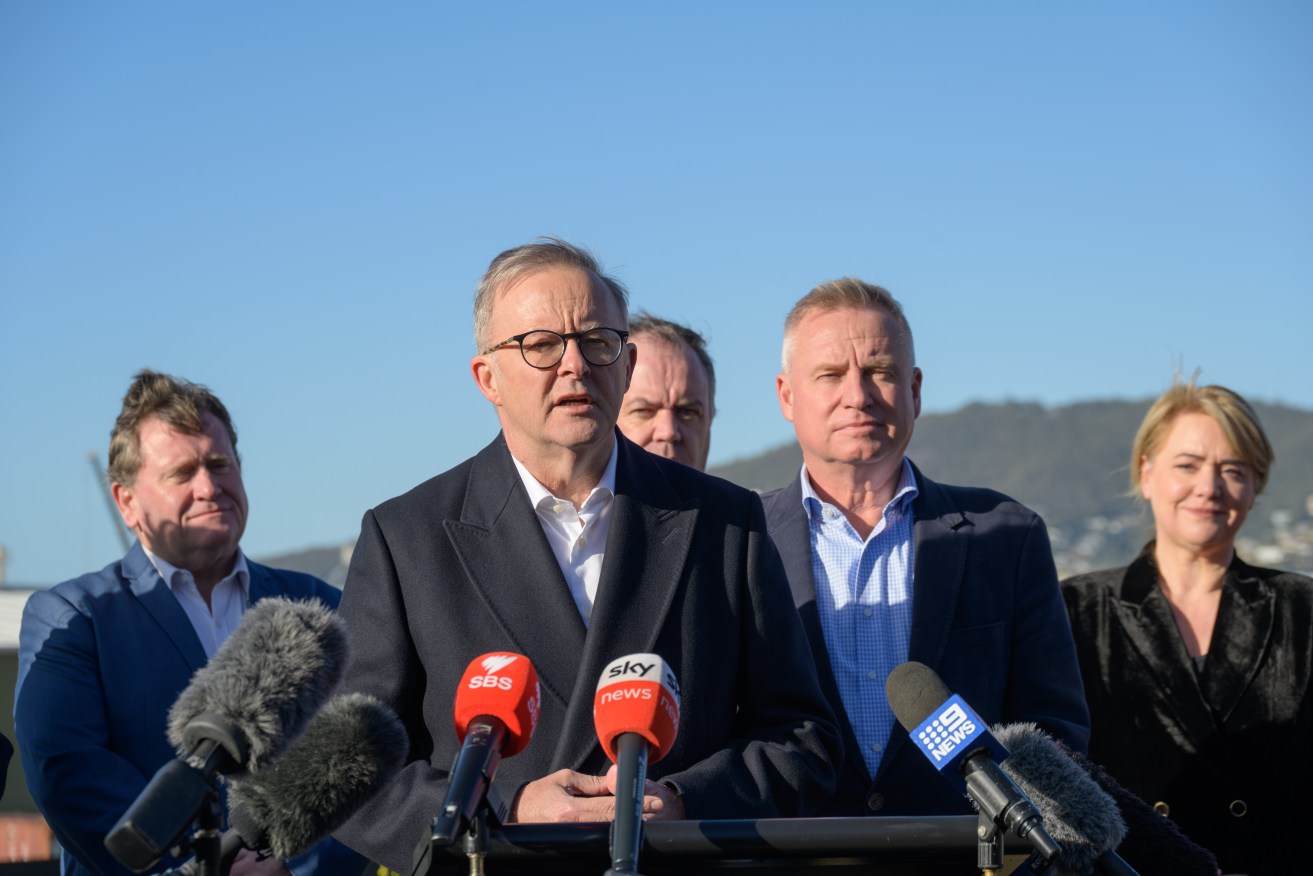 Prime Minister Anthony Albanese this week announced $240 million federal funding towards a new stadium in Hobart, considered a condition of the AFL granting Tasmania its own team. Photo: AAP/Loic Le Guilly