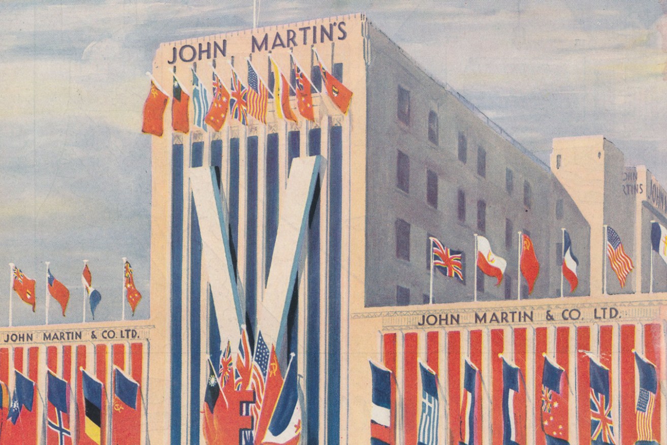 An image of John Martin's decorated for VE Day which appeared as an advertisement in 'Your Home' booklet in 1946.