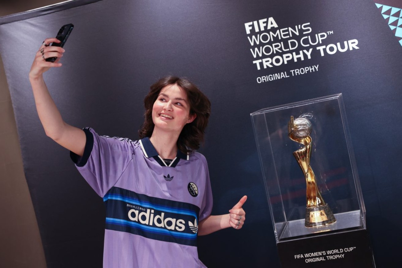 The Women's World Cup trophy in Berlin as part of a tour. Photo: AAP/Joerg Carstensen/dpa