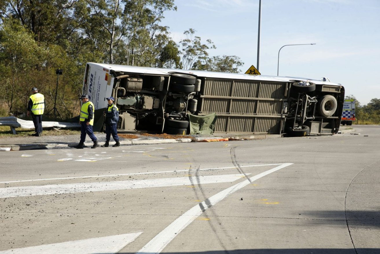 10 passengers died and others were seriously injured after a Hunter Valley bus crash. Photo: AAP/Darren Pateman