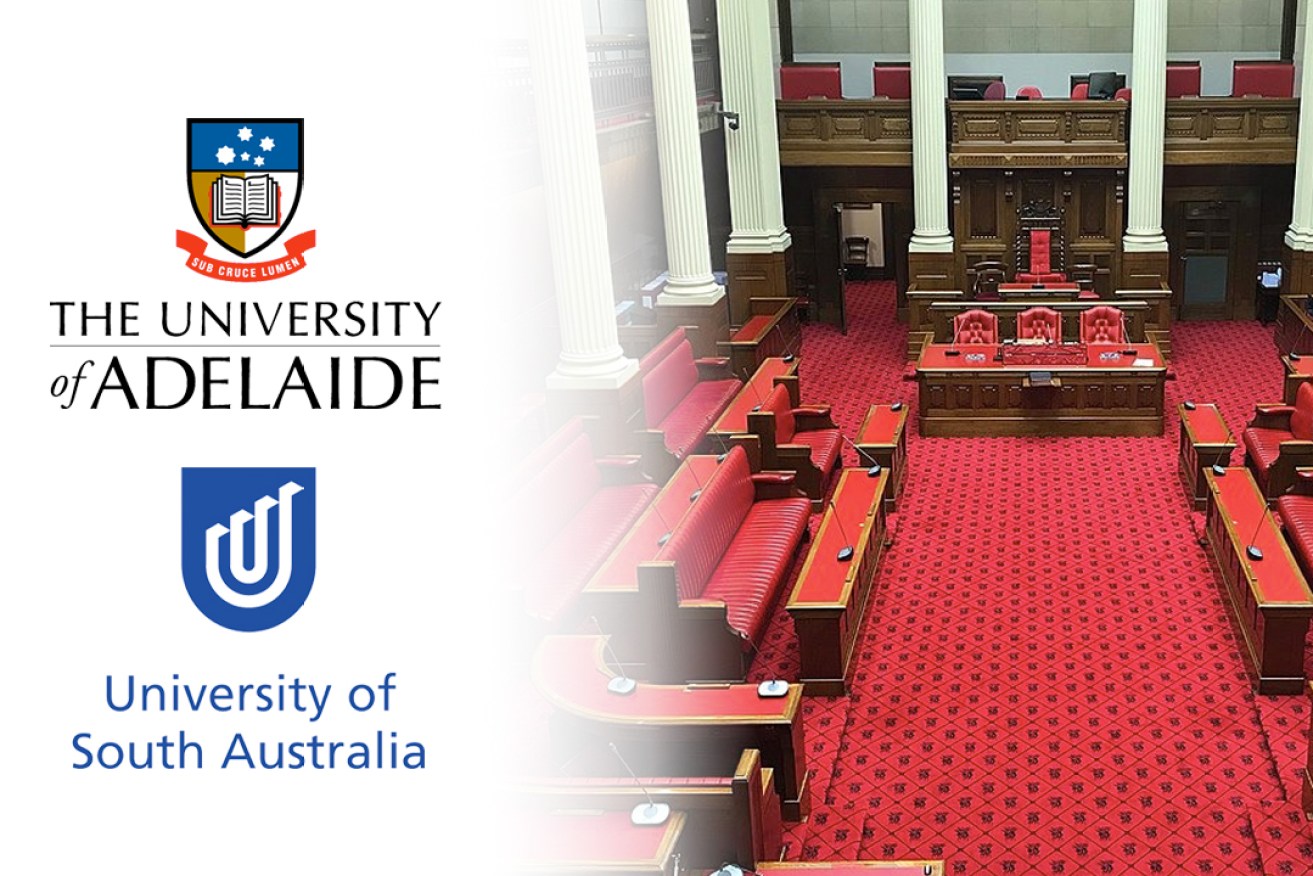 The Upper House could prove a roadblock for the proposed merger of UniSA and the University of Adelaide. Right photo: Wikimedia Commons