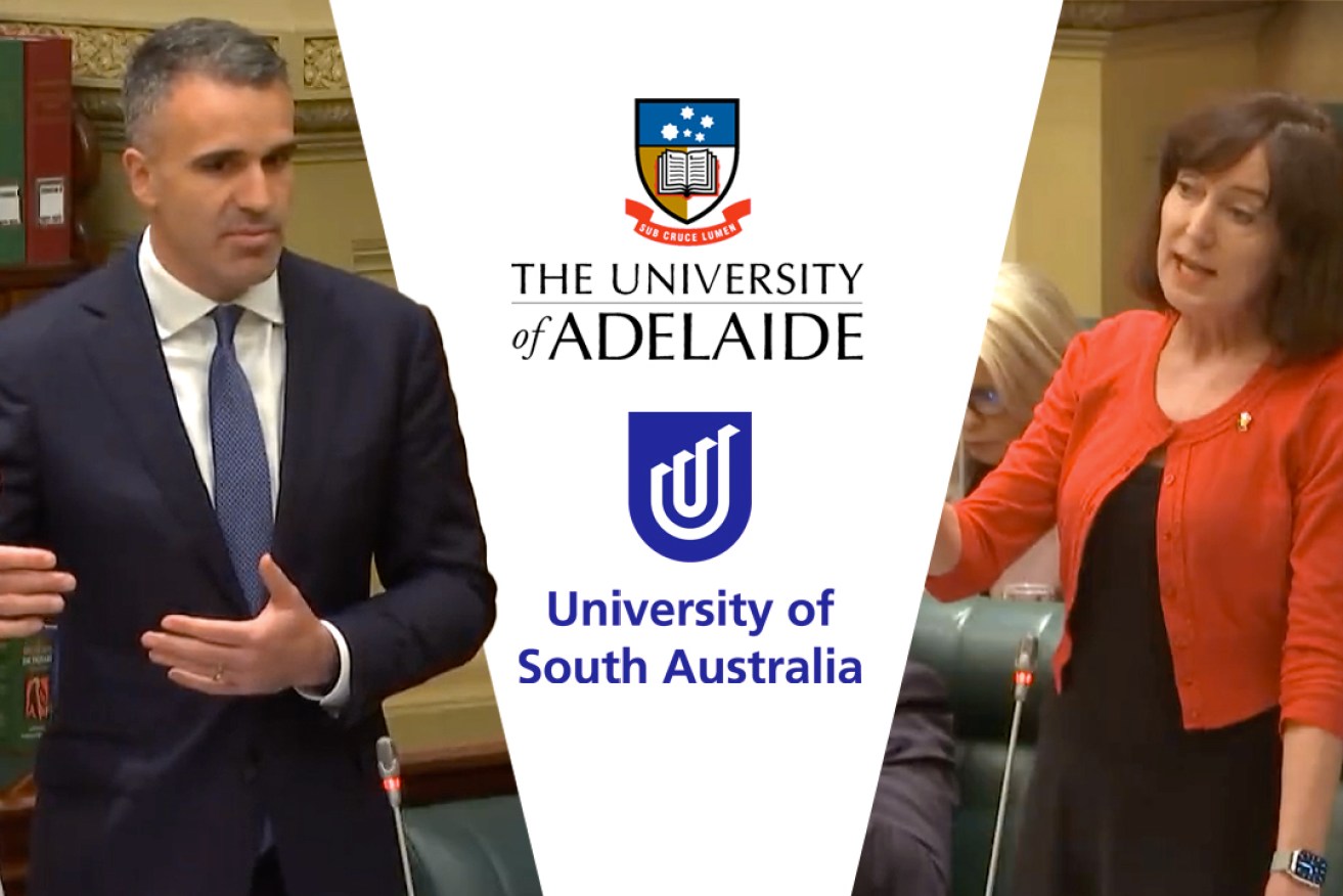 Premier Peter Malinauskas and Deputy Premier Susan Close strongly defended the government's university merger policy in parliament yesterday. Images: SA Parliament livestream