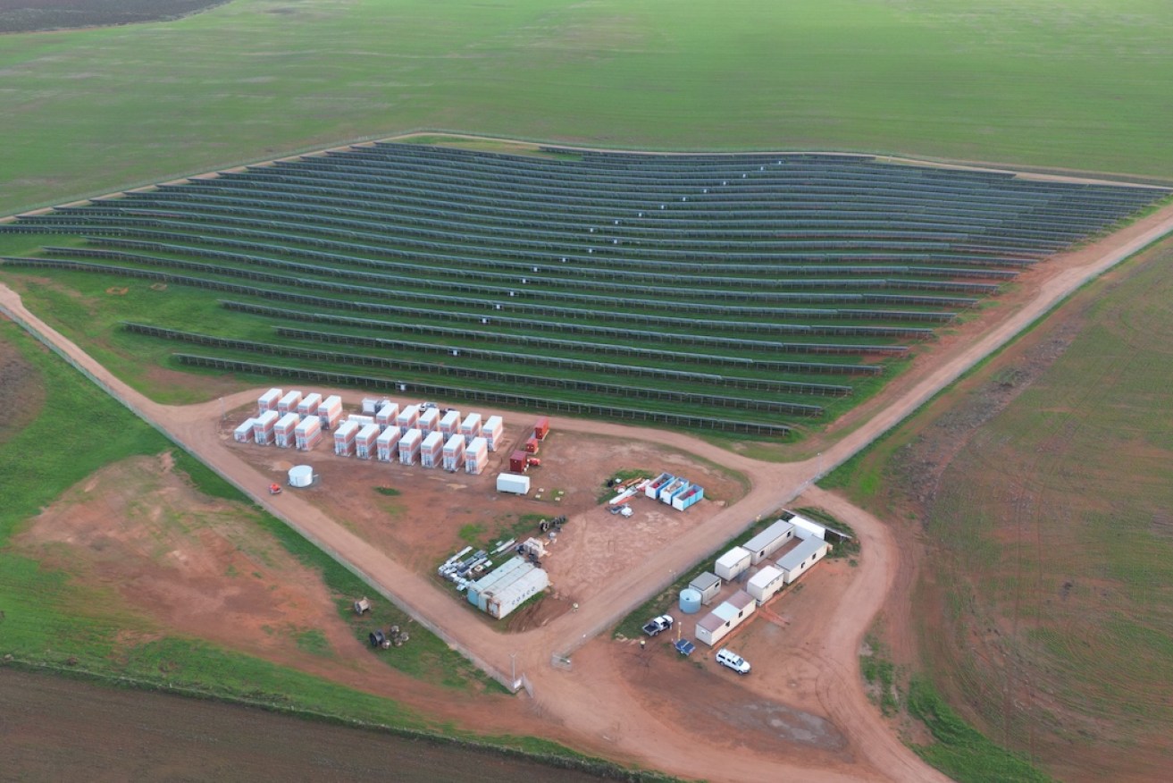 An aerial view of Yadlamalka Energy's new Port Pirie battery and solar site. (Provided by Yadlamalka)