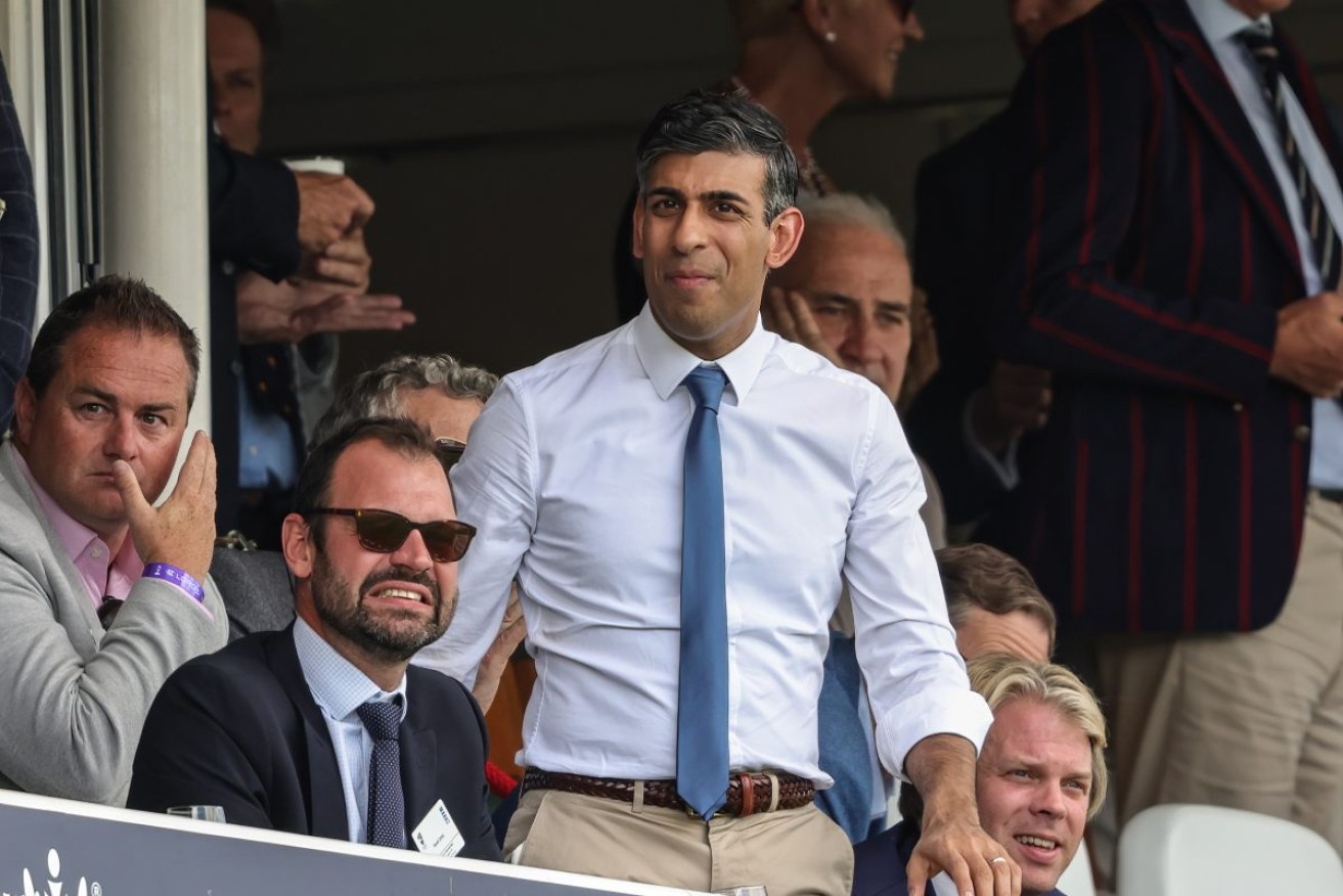 UK Prime Minister Rishi Sunak watches the second Test. Photo: Mark Cosgrove/News Images