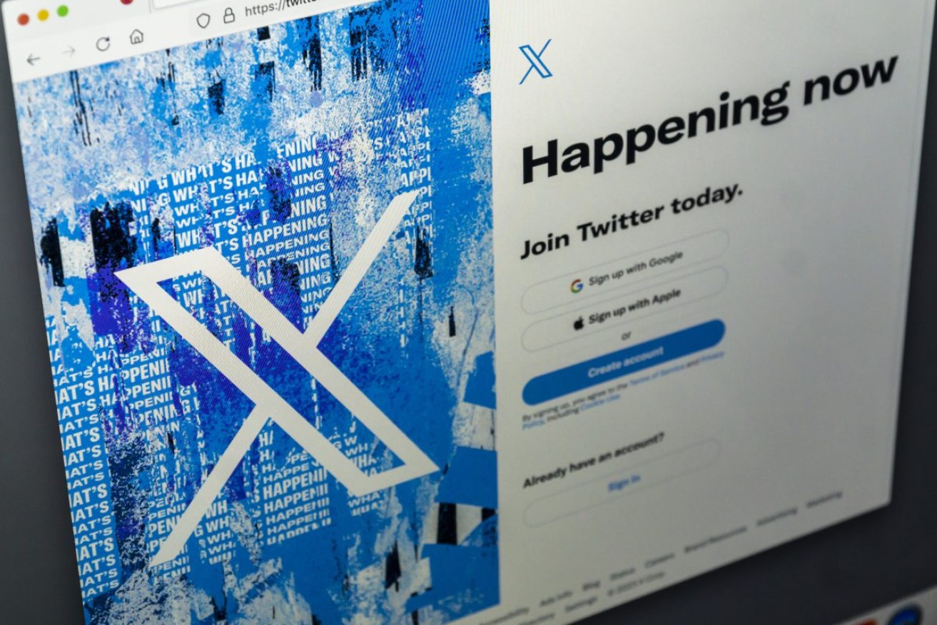 The Twitter sign in page displaying its new name, “X” on the sign-in screen on Monday. Photo: Richard B. Levine