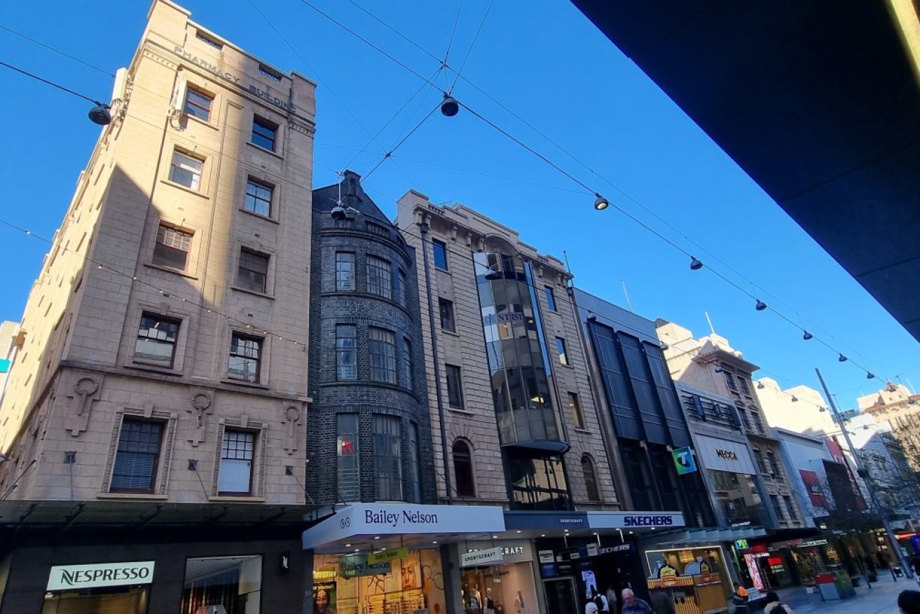 "Above-shop premises" in Rundle Mall, the type of space being targeted for CBD housing. Photo: Thomas Kelsall/InDaily